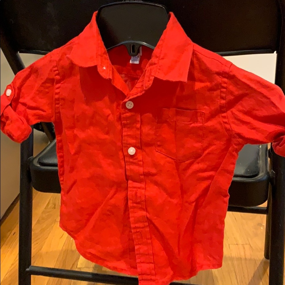 100% Linen Janie and Jack red button down shirt .